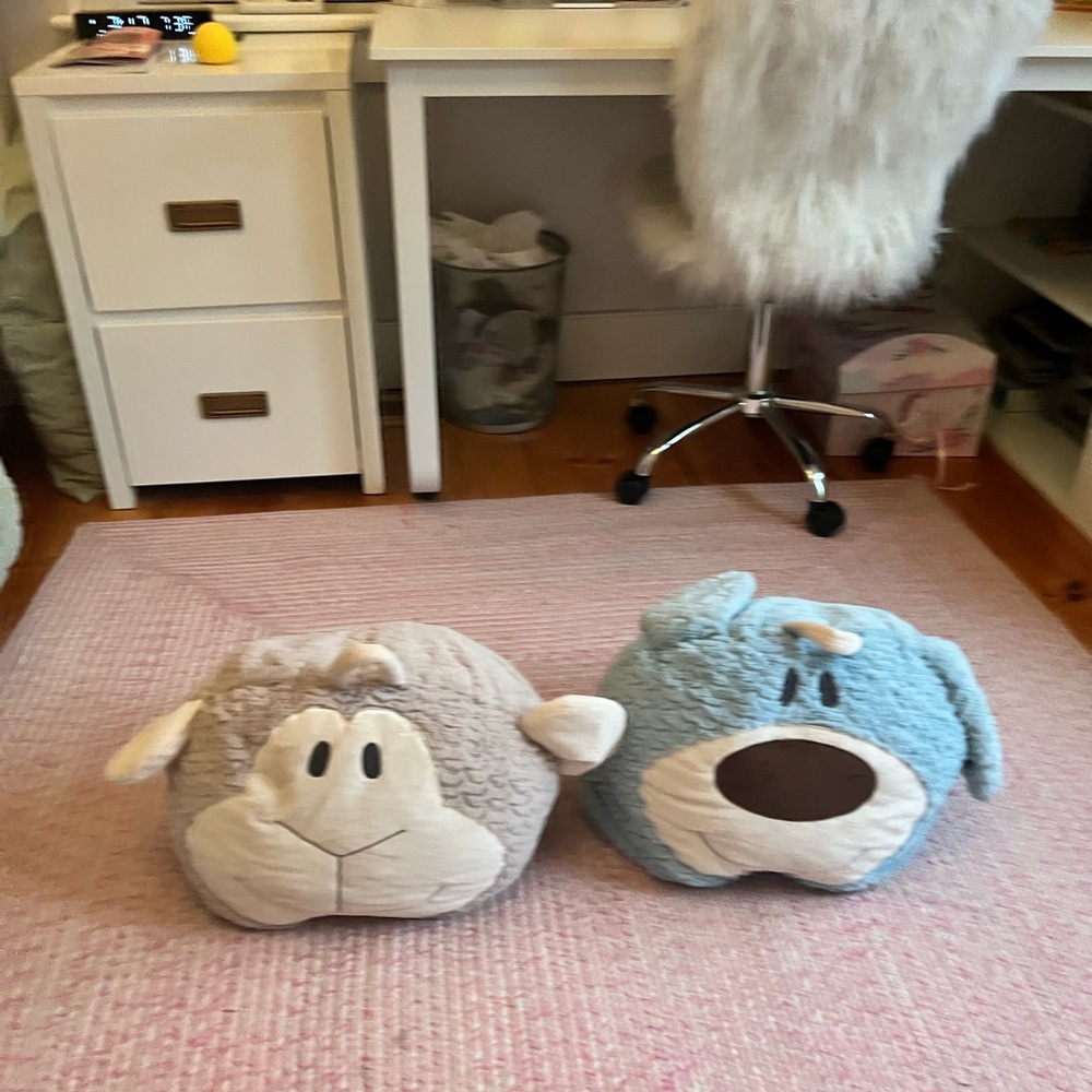 Cute Animal Plush Pillow /sleeping bag Set -Tan and Blue
